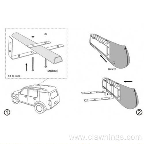 Portable Oxford retractable suv car side awning